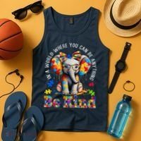 In A World Where You Can Be Anything Be Kind Autism Elephant Tank Top thumb 4