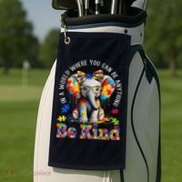 In A World Where You Can Be Anything Be Kind Autism Elephant Golf Towel thumb 2