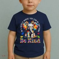In A World Where You Can Be Anything Be Kind Autism Elephant Toddler T-Shirt thumb 2