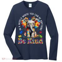 In A World Where You Can Be Anything Be Kind Autism Elephant Women's Long Sleeve Shirt thumb 0
