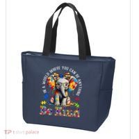 In A World Where You Can Be Anything Be Kind Autism Elephant Tote Bag thumb 3