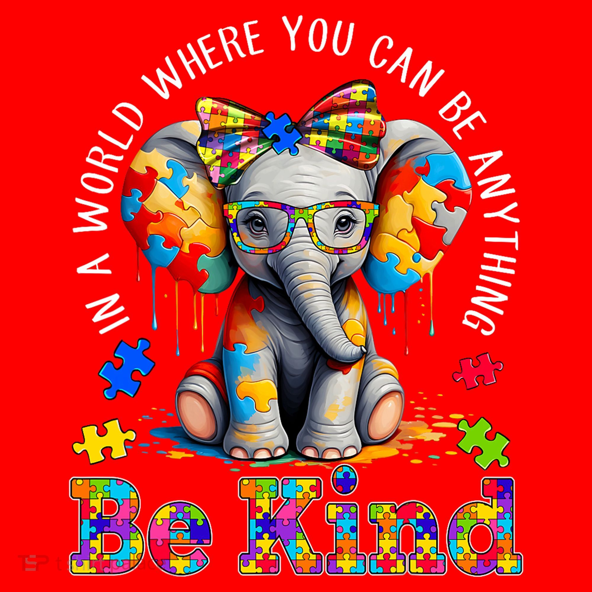 In A World Where You Can Be Anything Be Kind Autism Elephant Santa Hat