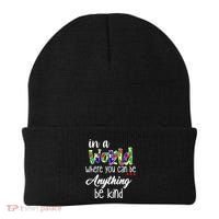 In A World Where You Can Be Anything Be Kind Autism Awareness Beanie thumb 0