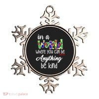 In A World Where You Can Be Anything Be Kind Autism Awareness Ornament thumb 0