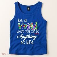 In A World Where You Can Be Anything Be Kind Autism Awareness Tank Top thumb 2