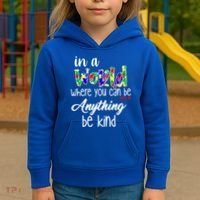 In A World Where You Can Be Anything Be Kind Autism Awareness Kids Hoodie thumb 3