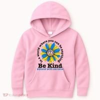 In A World Where You Can Be Anything Be Kind # Stand With Ukraine Kids Hoodie thumb 0