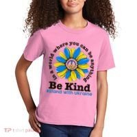 In A World Where You Can Be Anything Be Kind # Stand With Ukraine Kids T-Shirt thumb 2