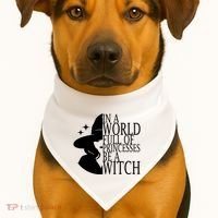 In A World Full Of Princesses Be A Witch Halloween USA-Made Doggie Bandana thumb 1