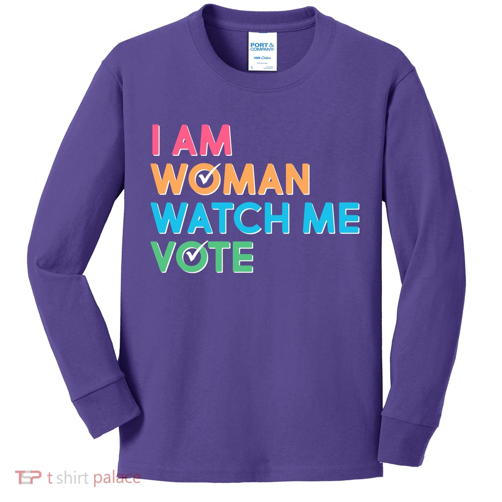 I Am Woman Watch Me Vote Kids Long Sleeve Shirt