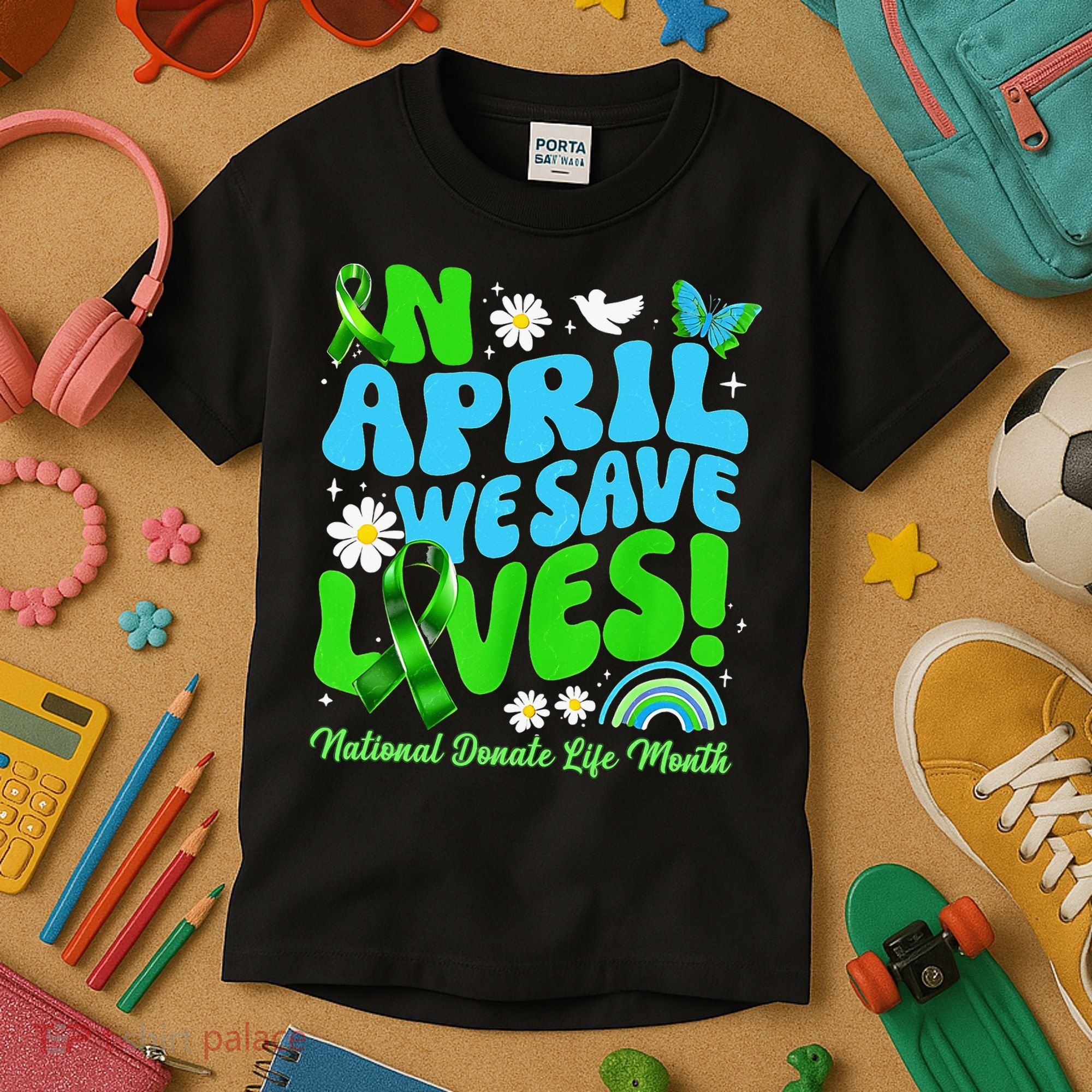In April We Save Lives Organ Donate Life Month Kids T-Shirt