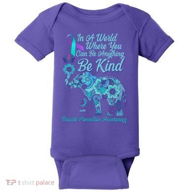 In A World Where You Can Be Anything Be Kind Elephant Baby Bodysuit