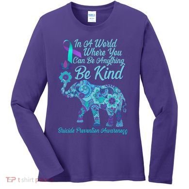 In A World Where You Can Be Anything Be Kind Elephant Women's Long Sleeve Shirt