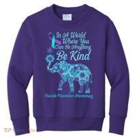 In A World Where You Can Be Anything Be Kind Elephant Kids Sweatshirt thumb 0