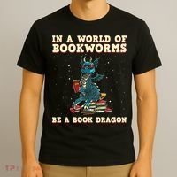 In A World Full Of Bookworms Be A Book Dragon T-Shirt thumb 3