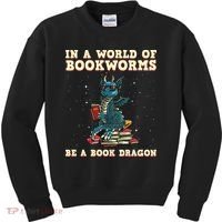 In A World Full Of Bookworms Be A Book Dragon Kids Sweatshirt thumb 0