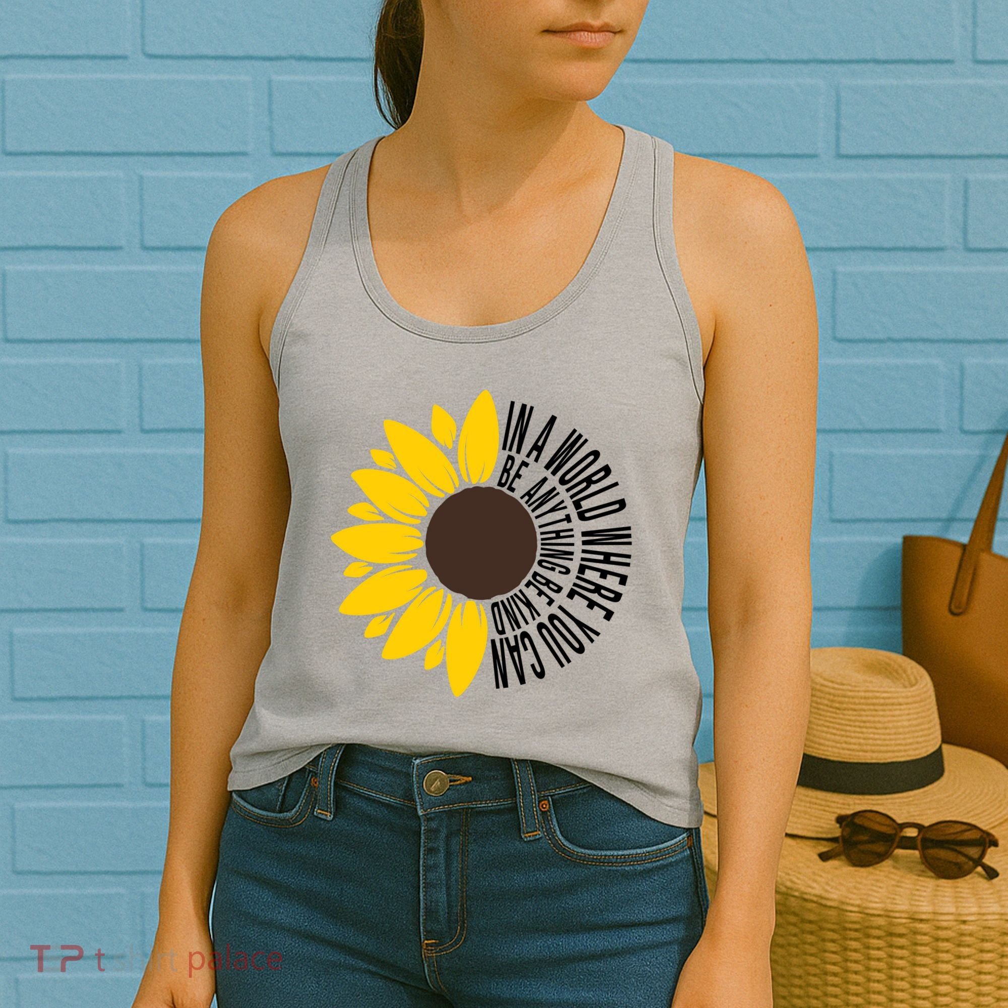 In A World Where You Can Be Anything Be Kind Sunflower Anti Bullying Women's Tank Top