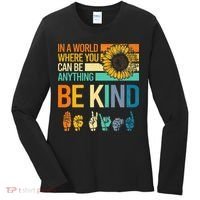 In A World Where You Can Be Anything Be Kind ASL Sunflower Women's Long Sleeve Shirt thumb 0