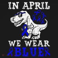 In April We Wear Blue T rex Dinosaur Child Abuse Prevention Women's Hoodie thumb 2