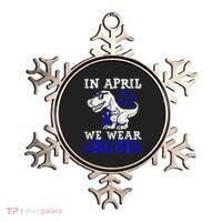 In April We Wear Blue T rex Dinosaur Child Abuse Prevention Ornament thumb 0