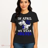 In April We Wear Blue T rex Dinosaur Child Abuse Prevention Women's T-Shirt thumb 4