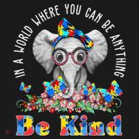 In A World Where You Can Be Anything Be Kind Autism Elephant Women's Hoodie thumb 2