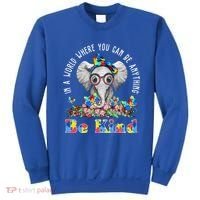 In A World Where You Can Be Anything Be Kind Autism Elephant Sweatshirt thumb 0