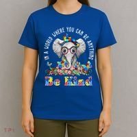 In A World Where You Can Be Anything Be Kind Autism Elephant T-Shirt thumb 4