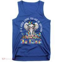 In A World Where You Can Be Anything Be Kind Autism Elephant Tank Top thumb 0