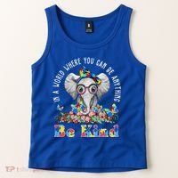 In A World Where You Can Be Anything Be Kind Autism Elephant Tank Top thumb 2