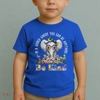 In A World Where You Can Be Anything Be Kind Autism Elephant Toddler T-Shirt thumb 2