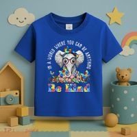 In A World Where You Can Be Anything Be Kind Autism Elephant Toddler T-Shirt thumb 3