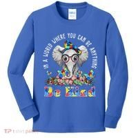 In A World Where You Can Be Anything Be Kind Autism Elephant Kids Long Sleeve Shirt thumb 0