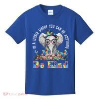 In A World Where You Can Be Anything Be Kind Autism Elephant Kids T-Shirt thumb 0