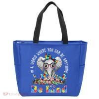 In A World Where You Can Be Anything Be Kind Autism Elephant Tote Bag thumb 0