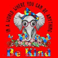 In A World Where You Can Be Anything Be Kind Autism Elephant Santa Hat thumb 1