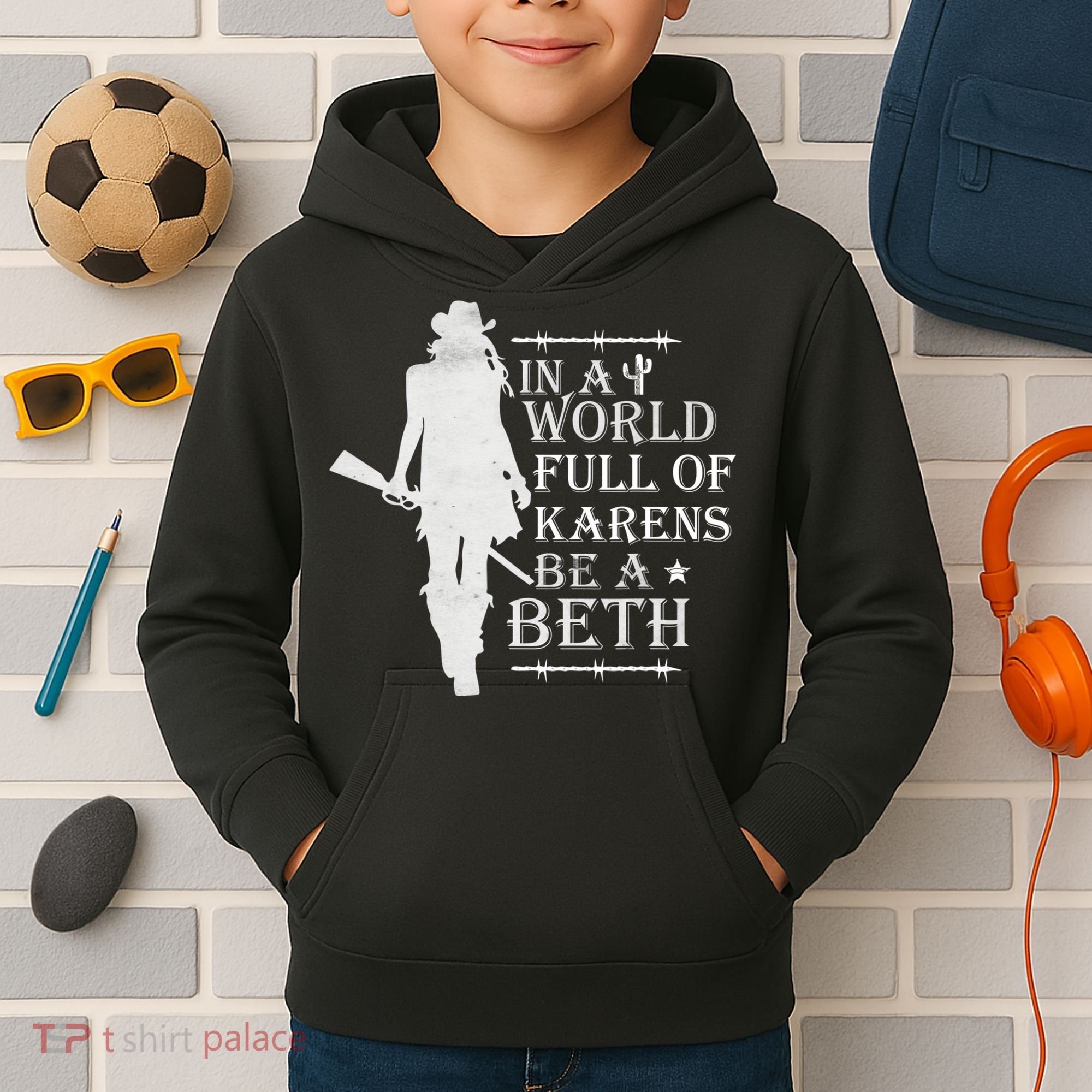 In A World Full Of Karens Be A Beth Kids Hoodie
