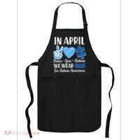 In April We Wear Blue Peace Love Autism Awareness Apron thumb 0