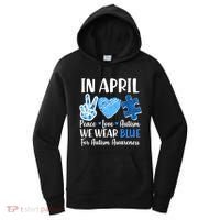 In April We Wear Blue Peace Love Autism Awareness Women's Hoodie thumb 0