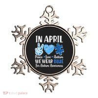 In April We Wear Blue Peace Love Autism Awareness Ornament thumb 0