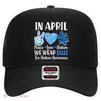 In April We Wear Blue Peace Love Autism Awareness Hat thumb 0