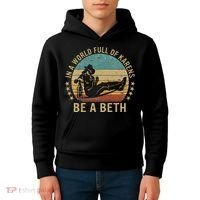 In A World Full Of Karens Be A Beth Kids Hoodie thumb 4