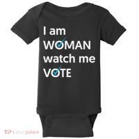 I Am Woman Watch Me Vote 2024 Blue Wave Vote Baby Bodysuit thumb 0