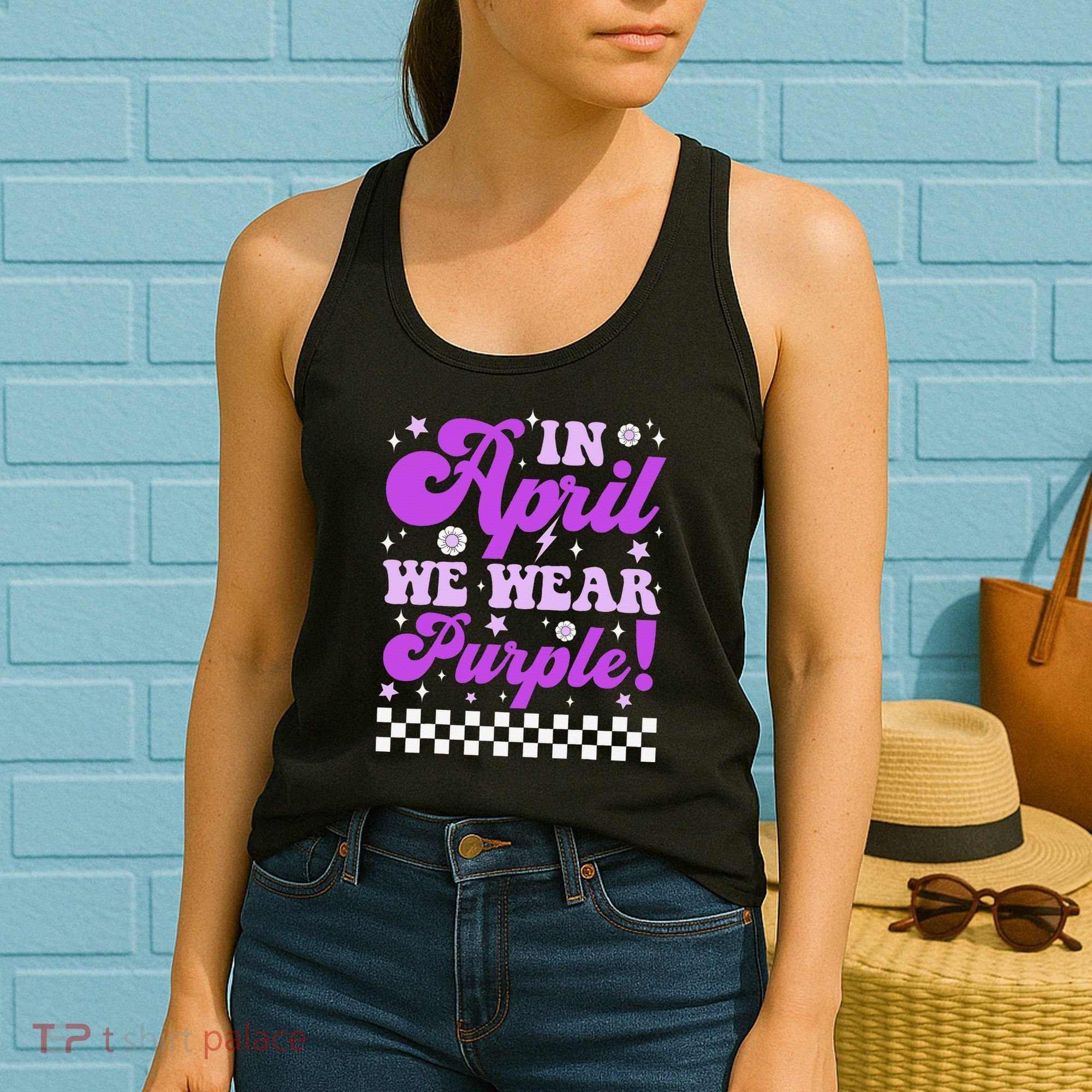 In April We Wear Purple Military Child Month Military Women's Tank Top