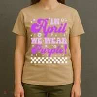 In April We Wear Purple Military Child Month Military T-Shirt thumb 4