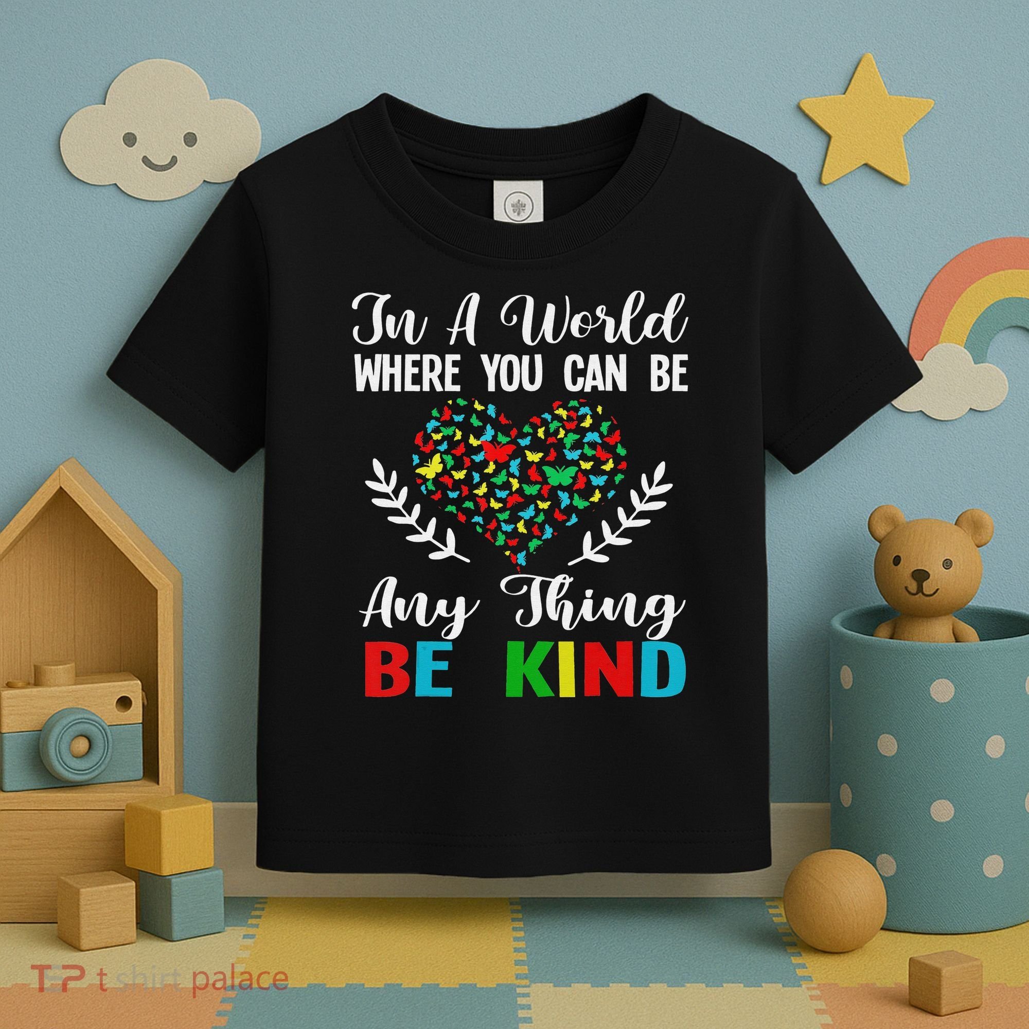 In A World Where You Can Be Anything Be Kind Support Autism Toddler T-Shirt