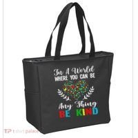 In A World Where You Can Be Anything Be Kind Support Autism Tote Bag thumb 2