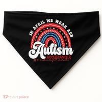 In April We Wear Red Autism Awareness Acceptance Red USA-Made Doggie Bandana thumb 0