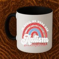 In April We Wear Red Autism Awareness Acceptance Red Coffee Mug thumb 2