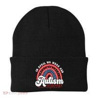 In April We Wear Red Autism Awareness Acceptance Red Beanie thumb 0